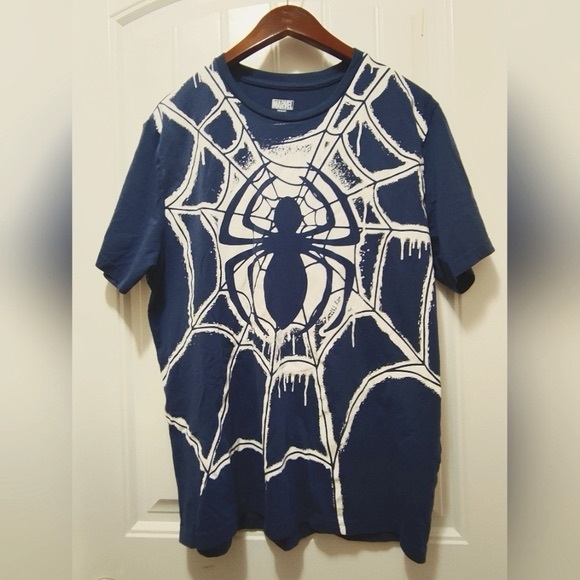 Blue Marvel Spiderman Graphic T Shirt Mens Size Large - Picture 1 of 2